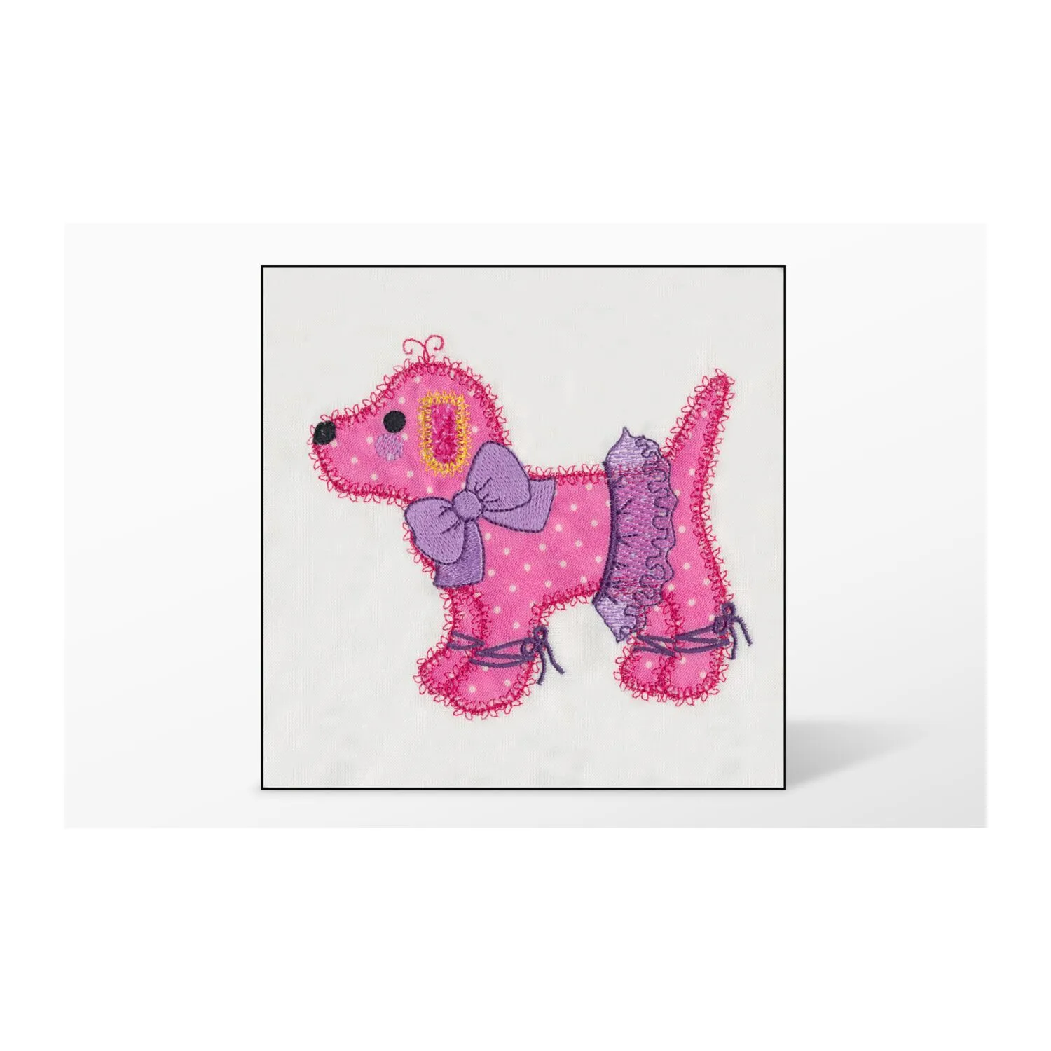 GO! Gingham Dog Single #2 Embroidery Designs by V-Stitch Designs