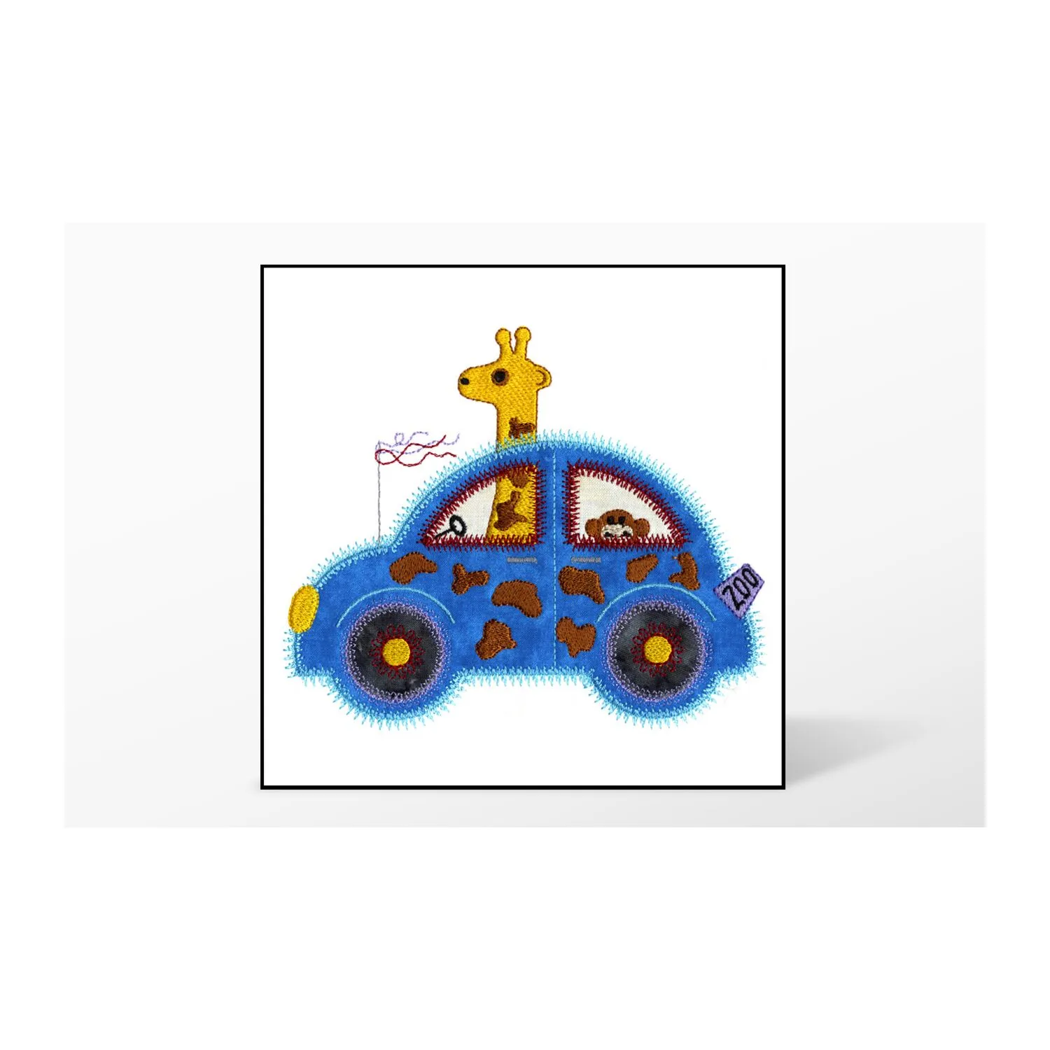 GO! Cute Car Giraffe Embroidery Designs by V-Stitch Designs