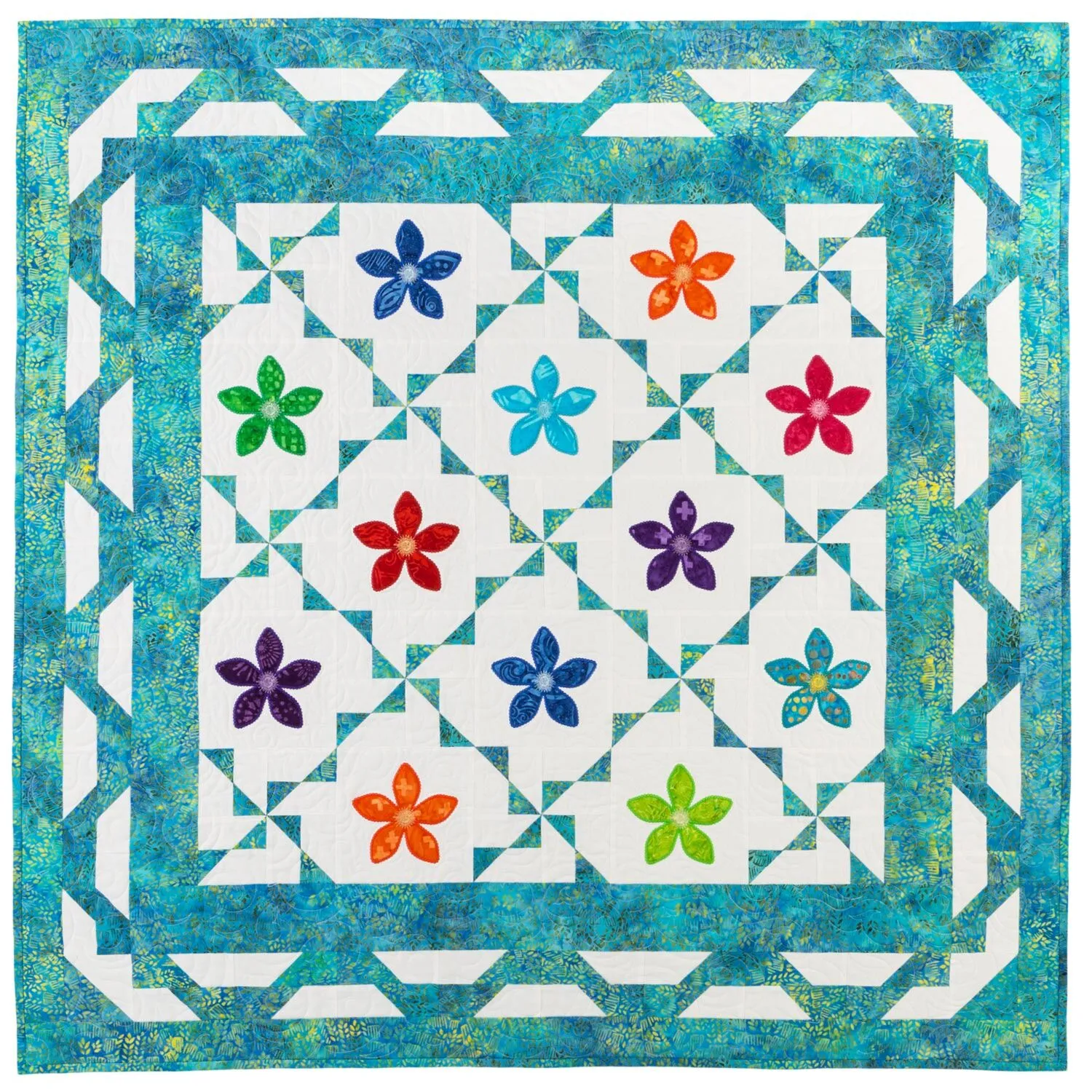 GO! Qube 6 Rick Rack Flower Throw Quilt Pattern