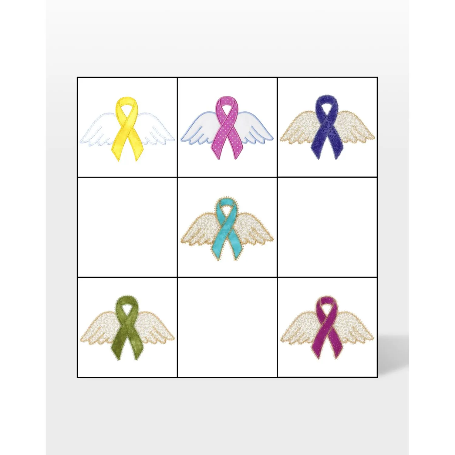 GO! Awareness Ribbons with Wings Embroidery Designs by V-Stitch Designs