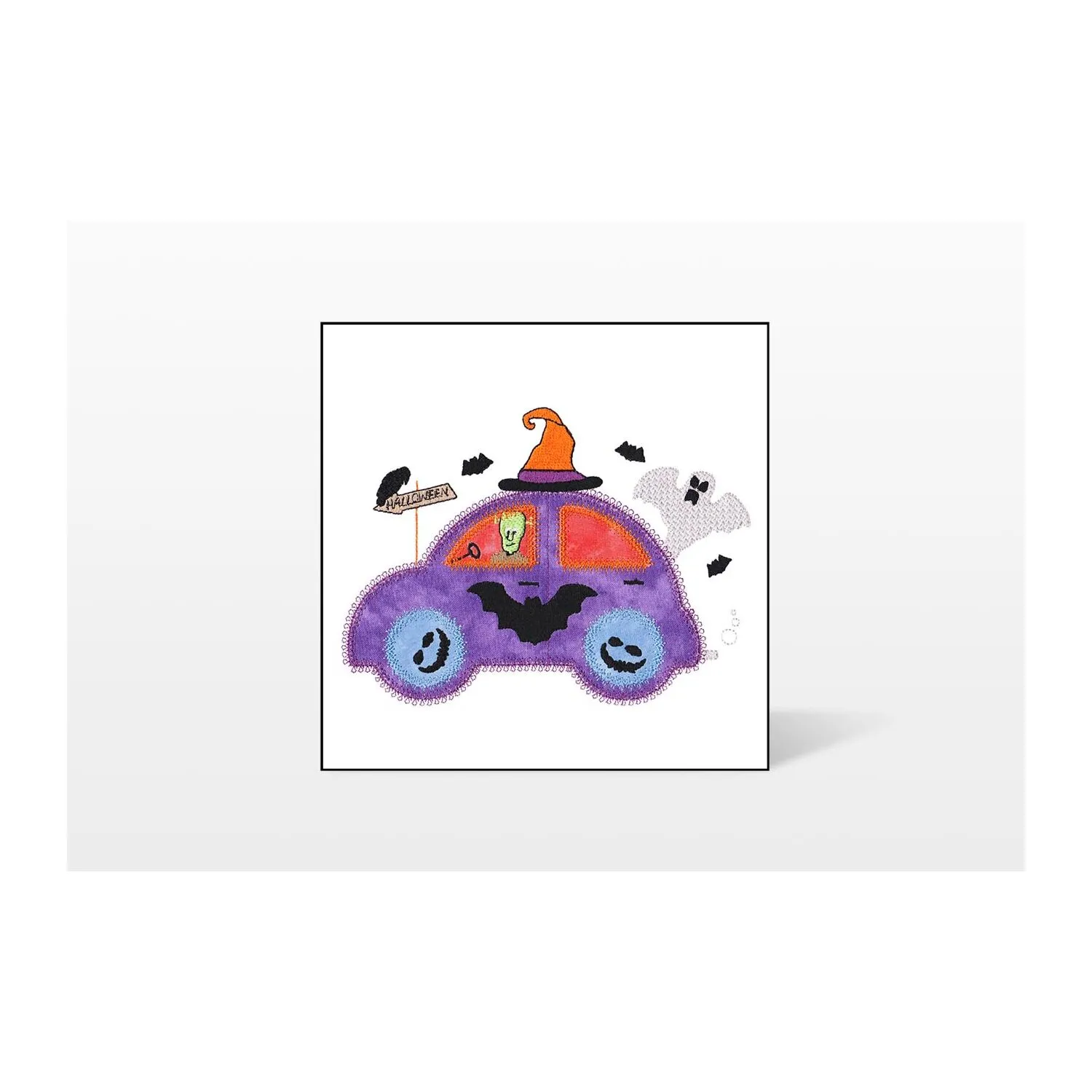 GO! Bat Cute Car Embroidery Designs by V-Stitch Designs