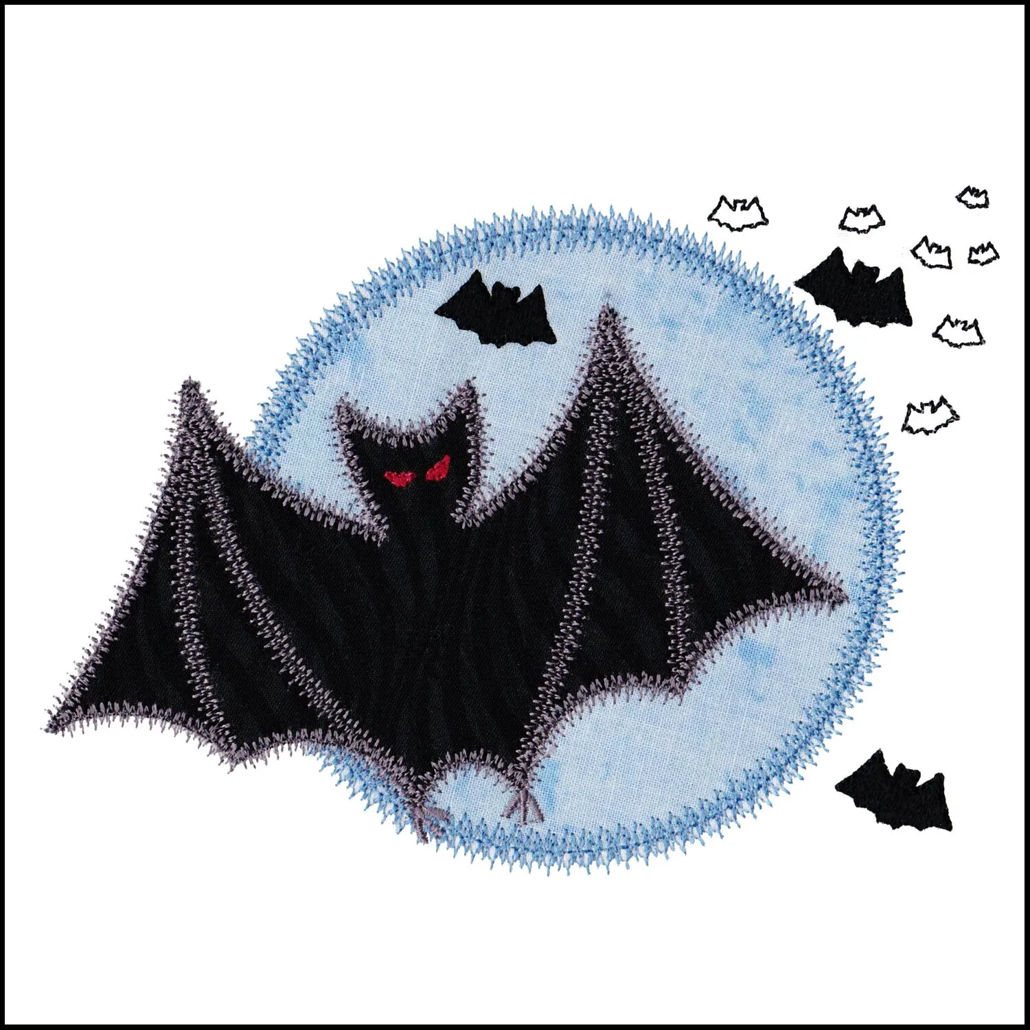GO! Small Bat Moon Embroidery Designs by V-Stitch Designs