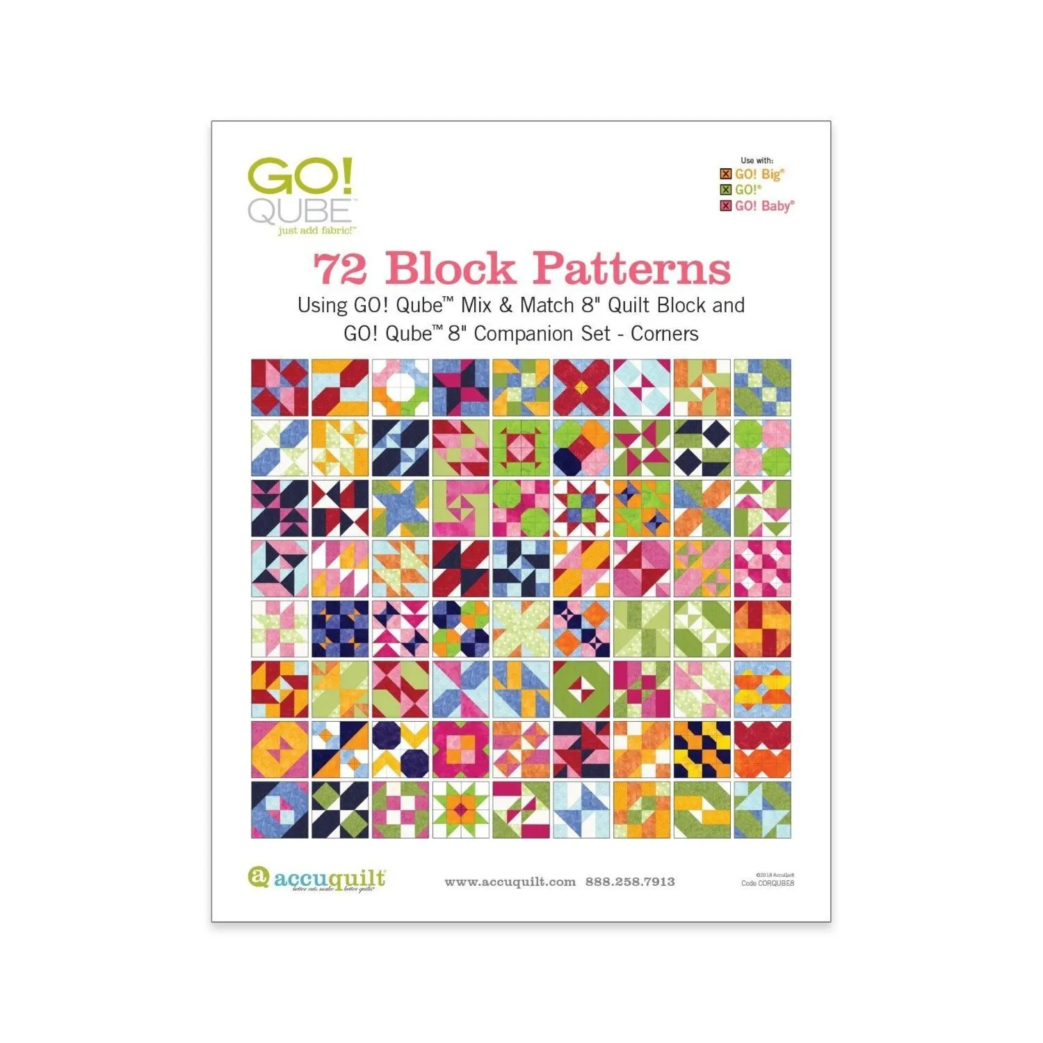 GO! Qube 8 Companion Set Corners-72 Block Patterns Booklet