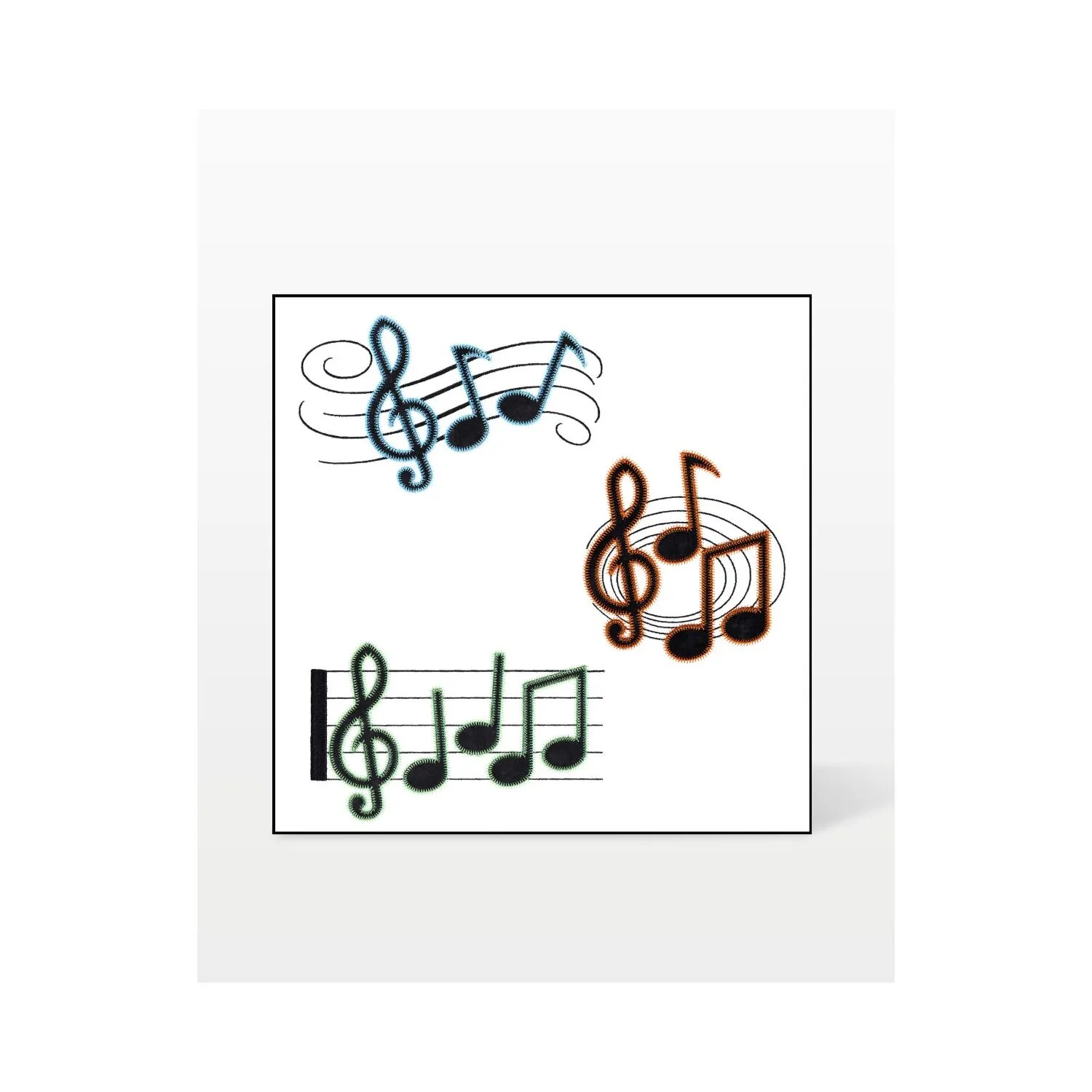 GO! Musical Notes Trio Embroidery Design by V-Stitch Designs