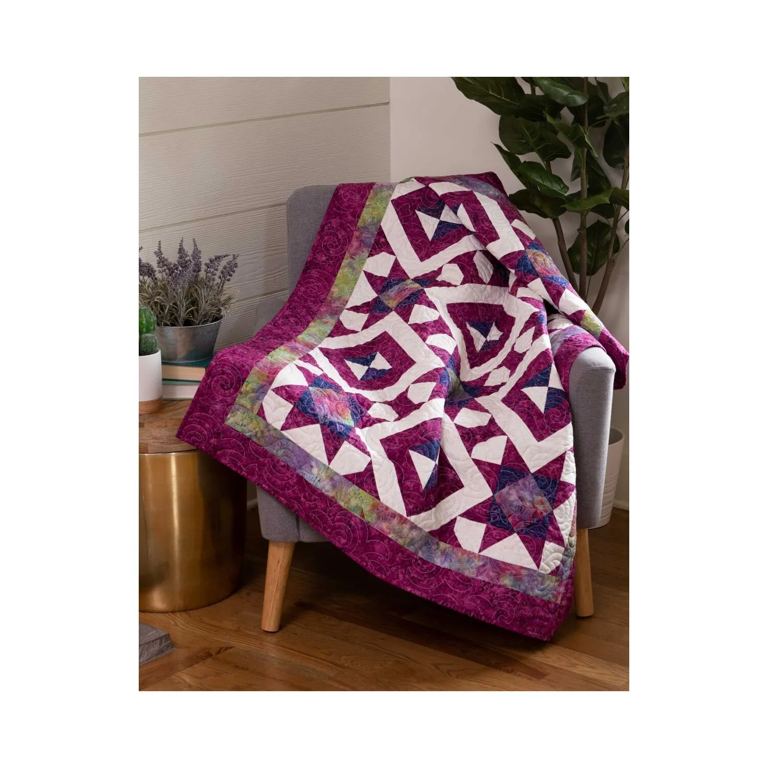 GO! Qube 10 Starry Spools Throw Quilt Pattern