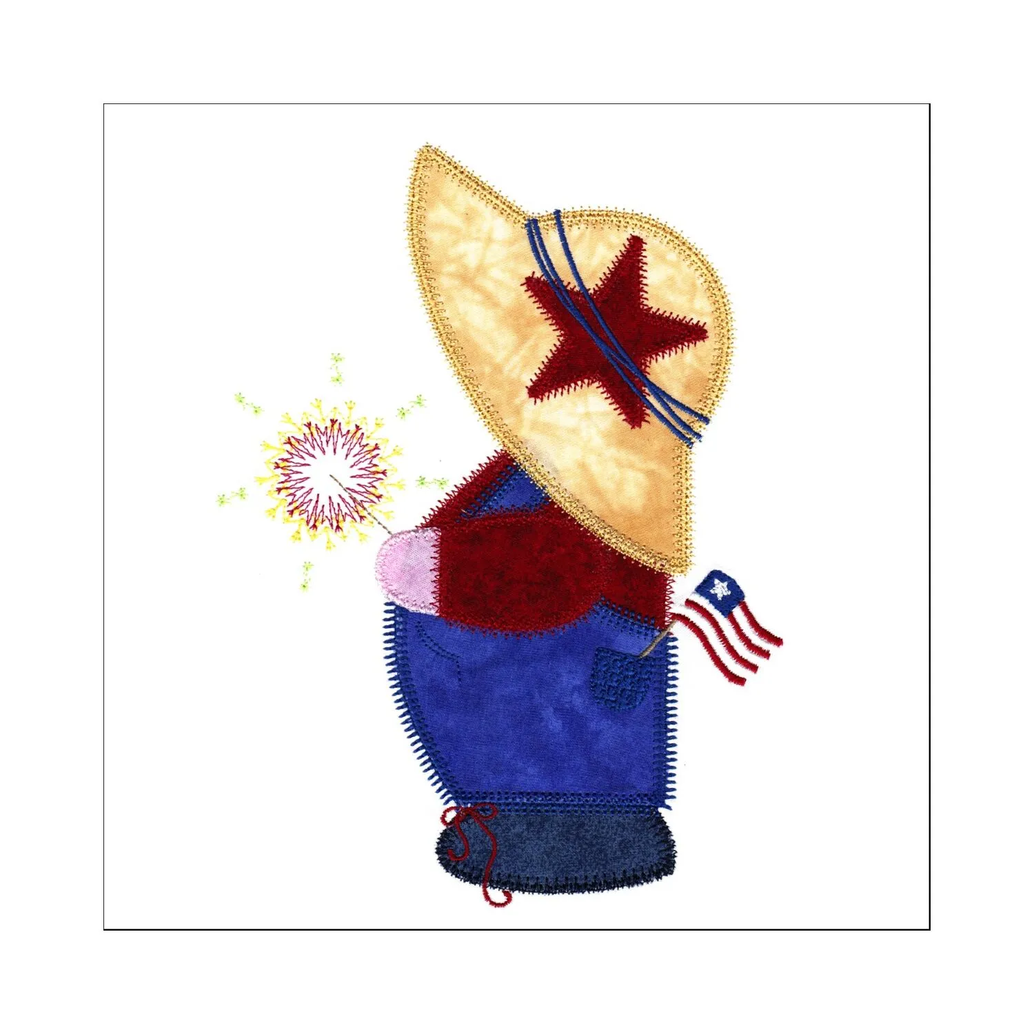 GO! Patriotic Overall Sam Embroidery Design by V-Stitch Designs