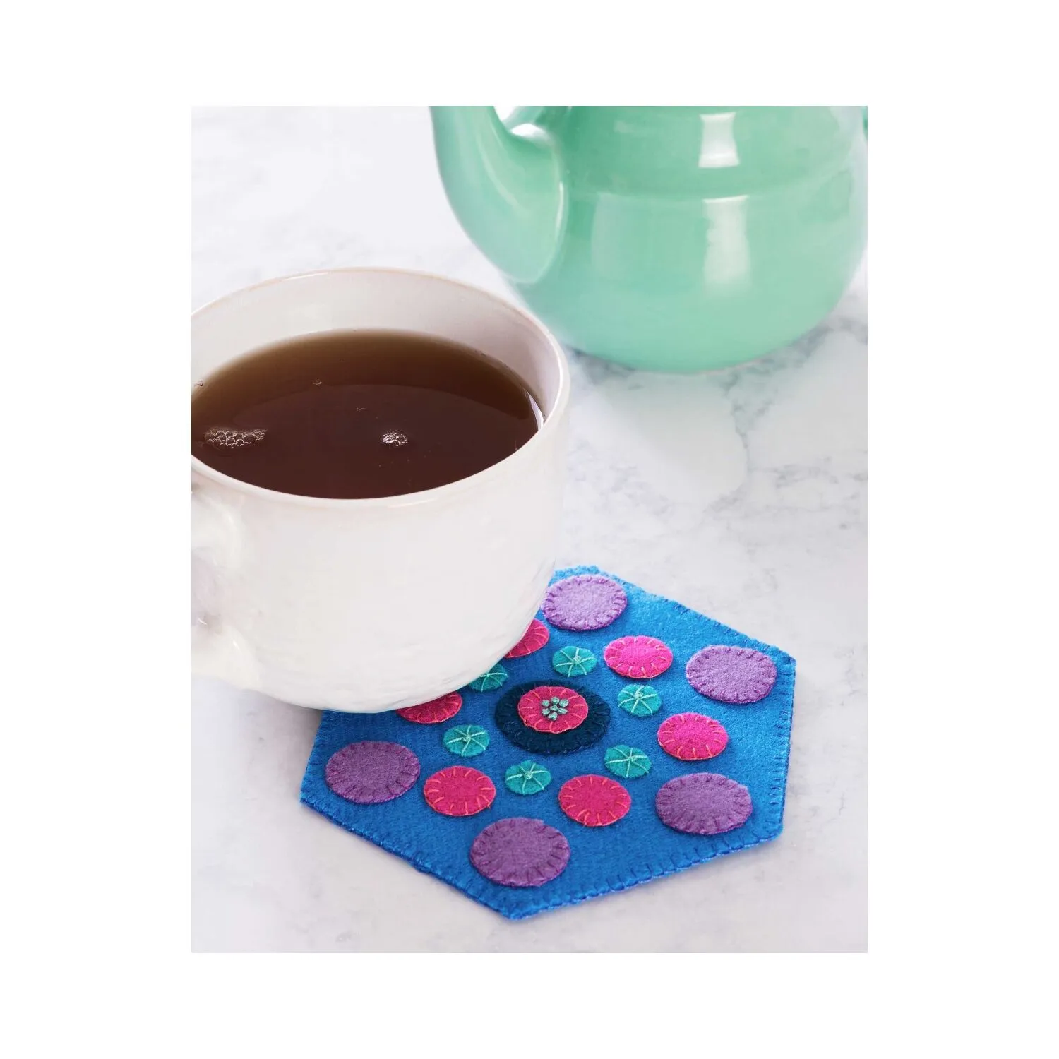 GO! Circles Hexagon Wool Mug Rug Pattern