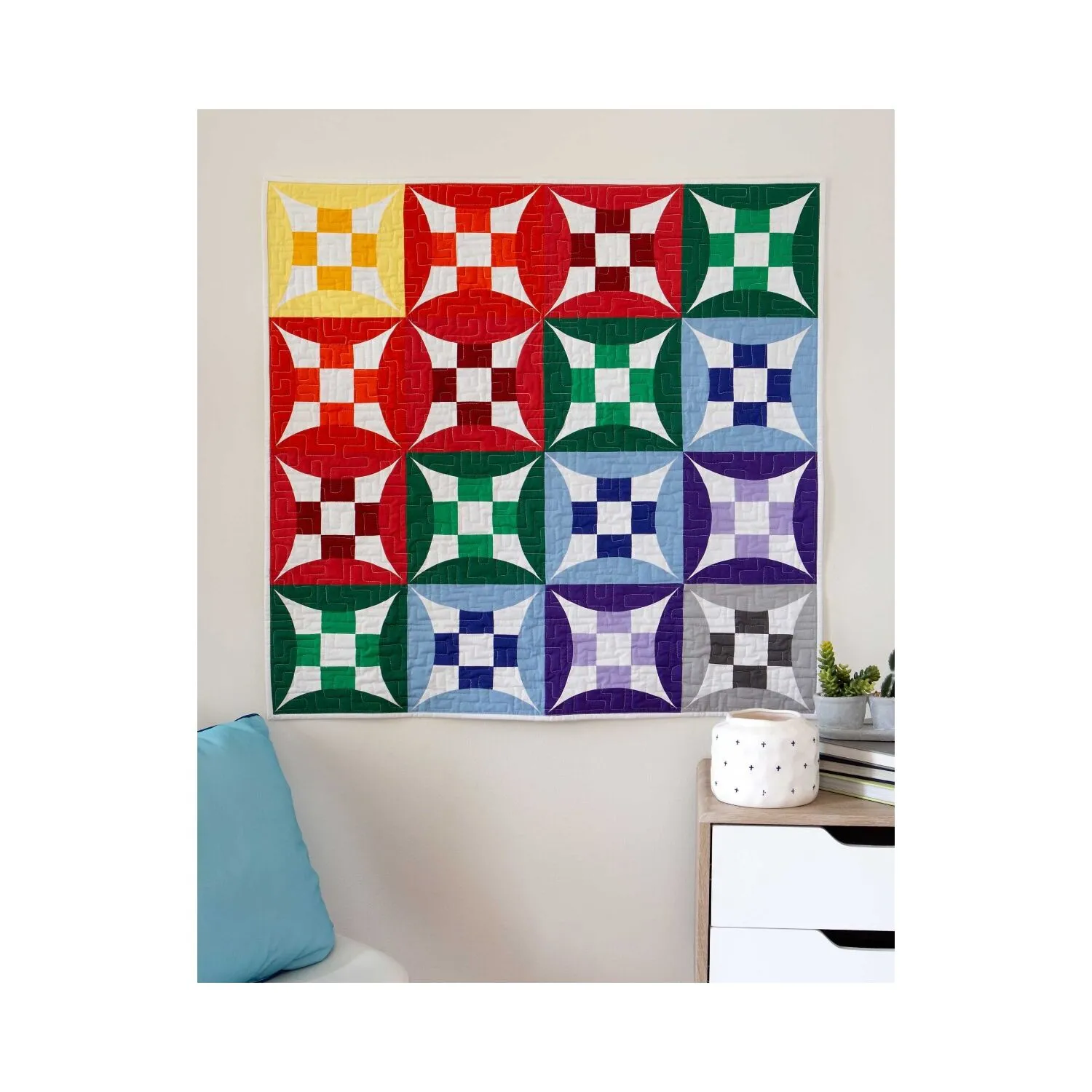 GO! Rainbow Glorified Nine Patch Throw Quilt Pattern