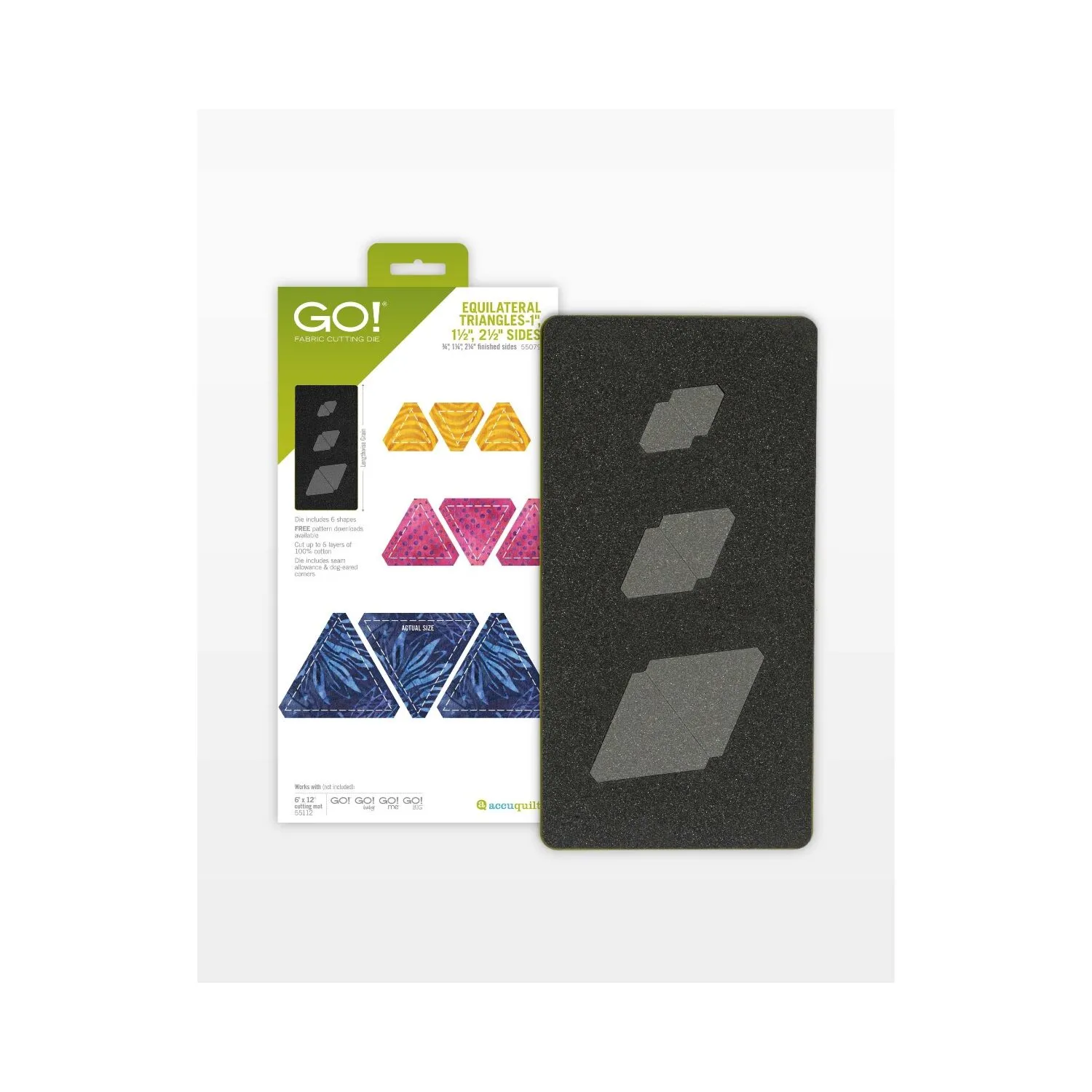 GO! Equilateral Triangles 1â, 1 1/2â, 2 1/2â Sides (3/4â, 1 1/4â, 2 1/4â Finished)